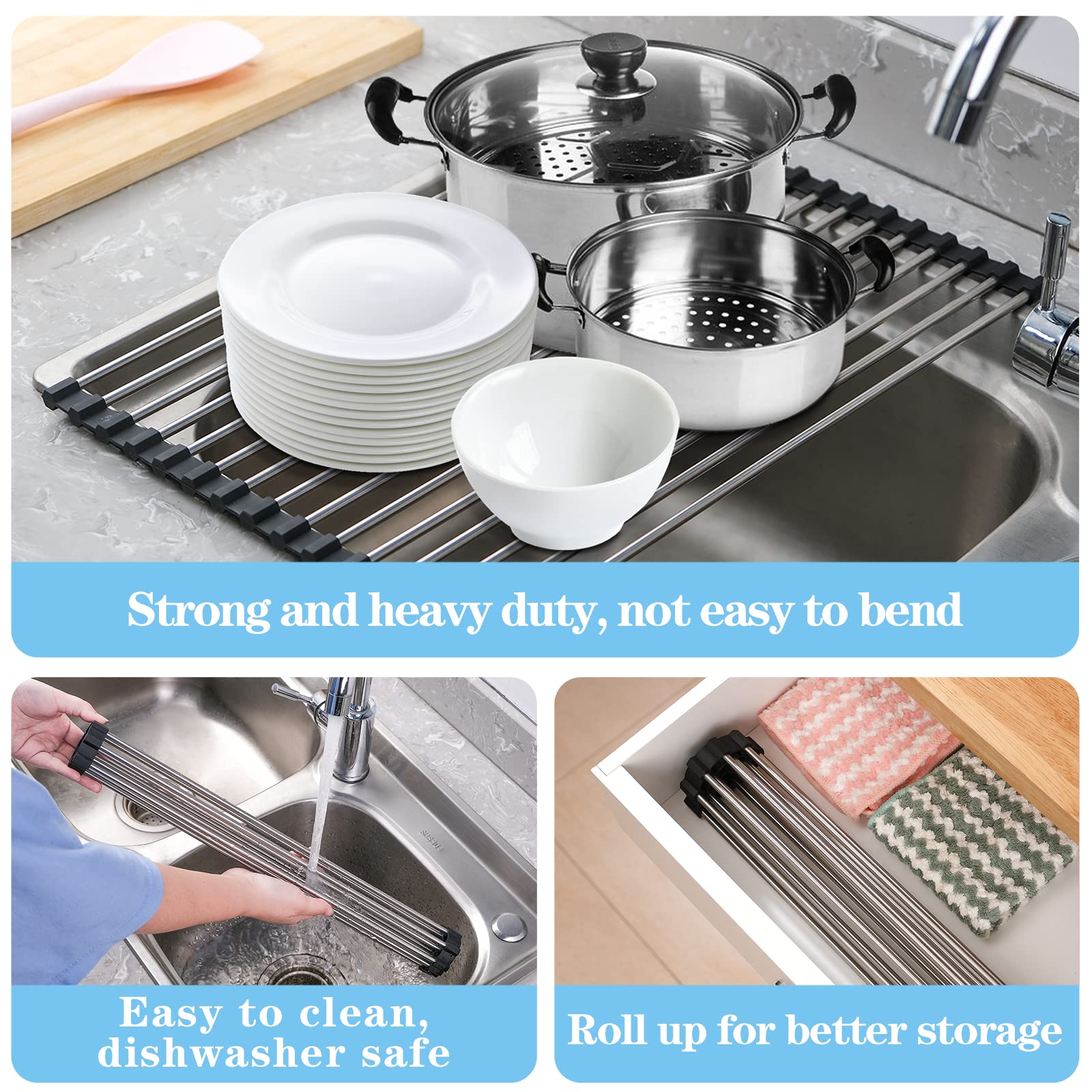 Foto 8 pulgar | Estante Enrollable Para Secar Platos En Forma De Seropín Para Cocina, De Acero Inoxidable - Venta Internacional.