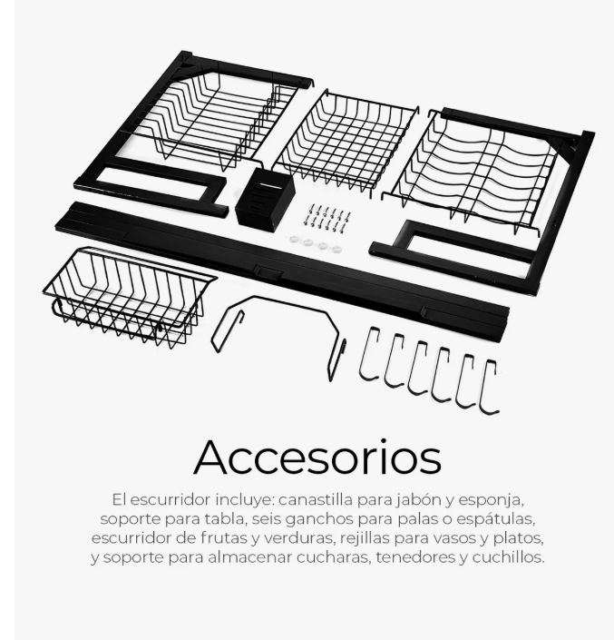 Foto 4 | Escurridor De Trastes Platos Fregadero Organizador Cocina Color Negro