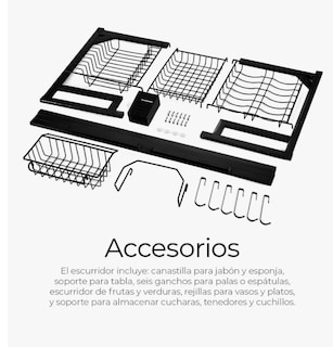 Foto 4 | Escurridor De Trastes Platos Fregadero Organizador Cocina Color Negro
