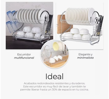 Foto 4 | Escurridor De Cubiertos De Cocina Trastes Cromado Moderno