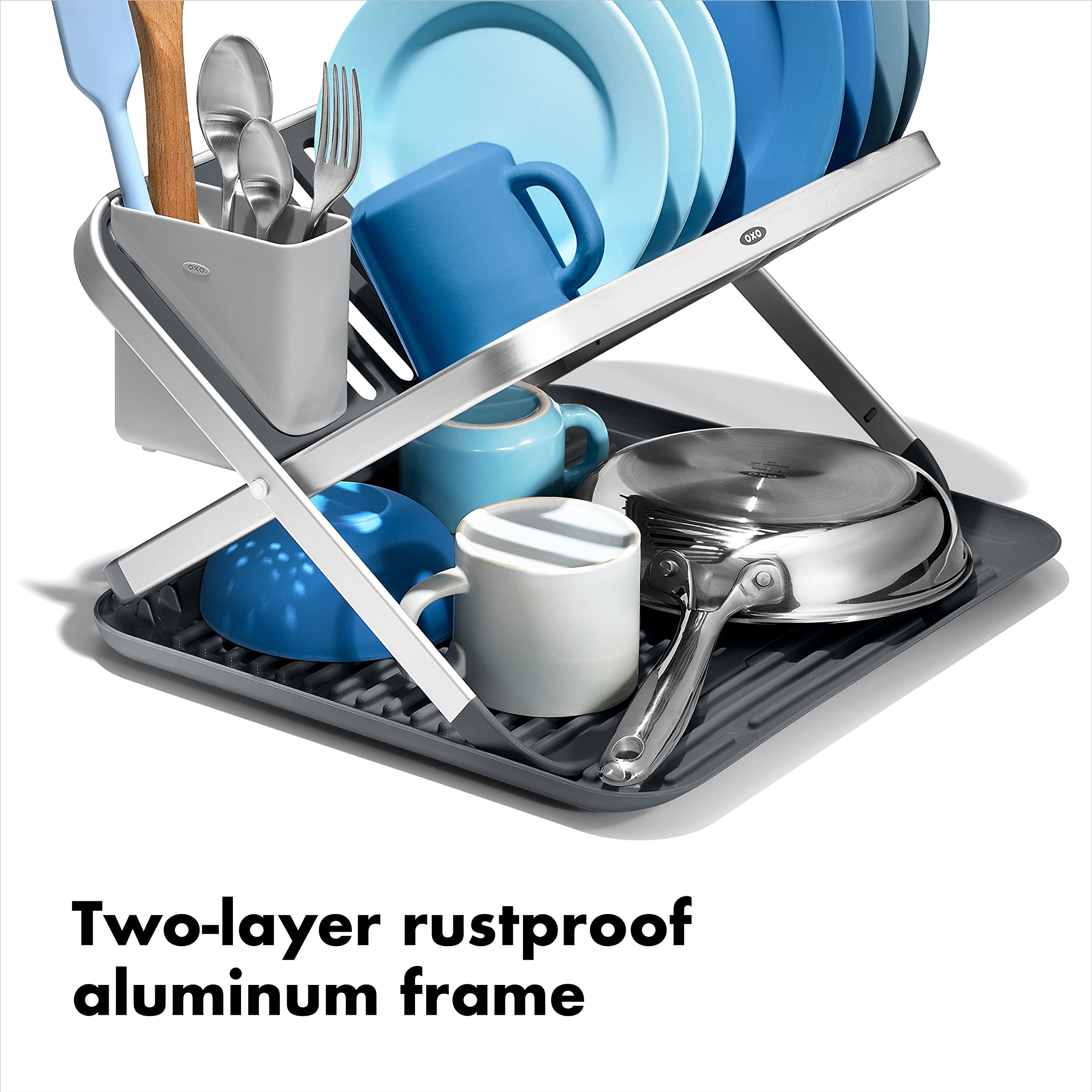 Foto 4 pulgar | Estante Para Secar Platos Oxo Good Grips De Aluminio De 2 Niveles Con Escurridor - Venta Internacional.