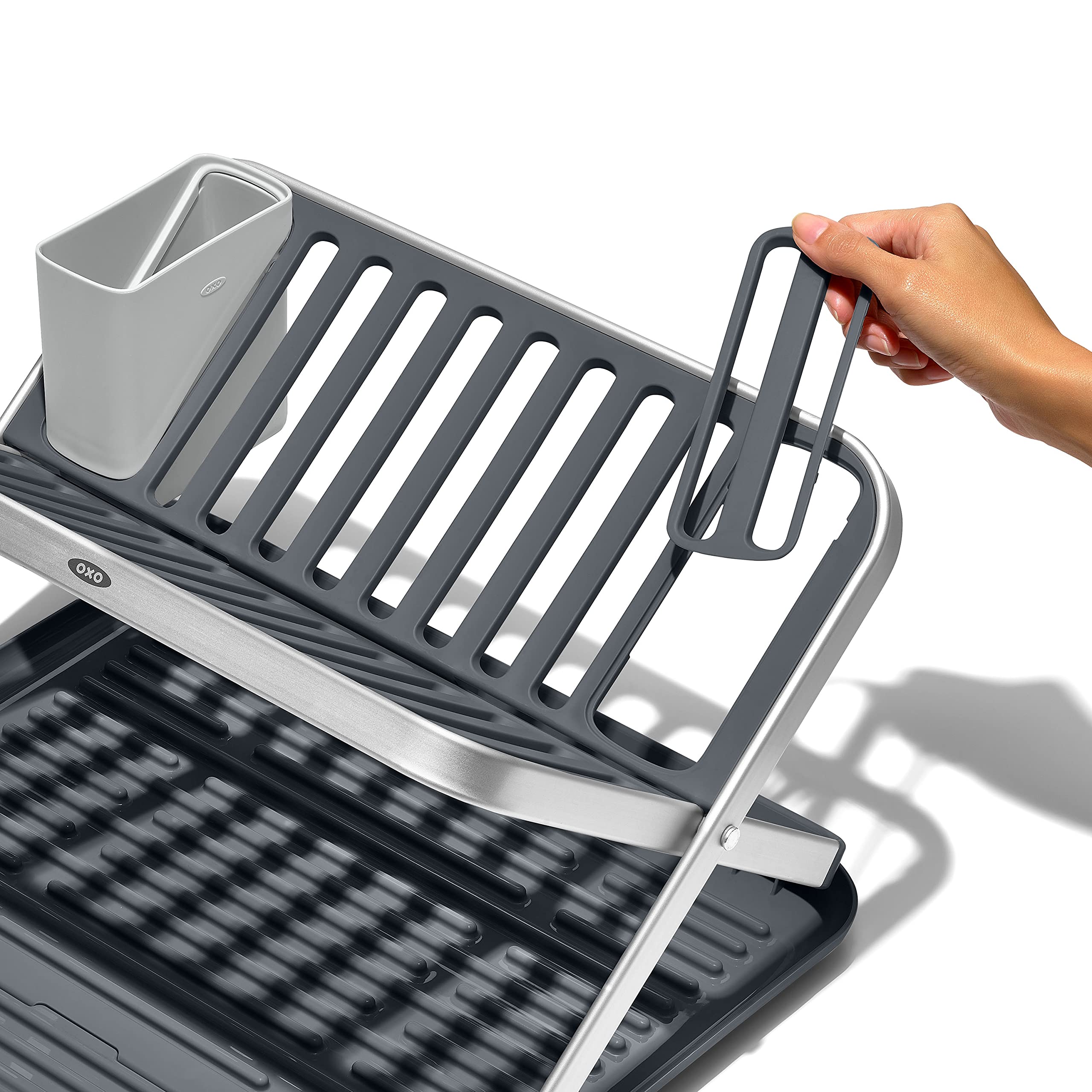 Foto 8 pulgar | Estante Para Secar Platos Oxo Good Grips De Aluminio De 2 Niveles Con Escurridor - Venta Internacional.