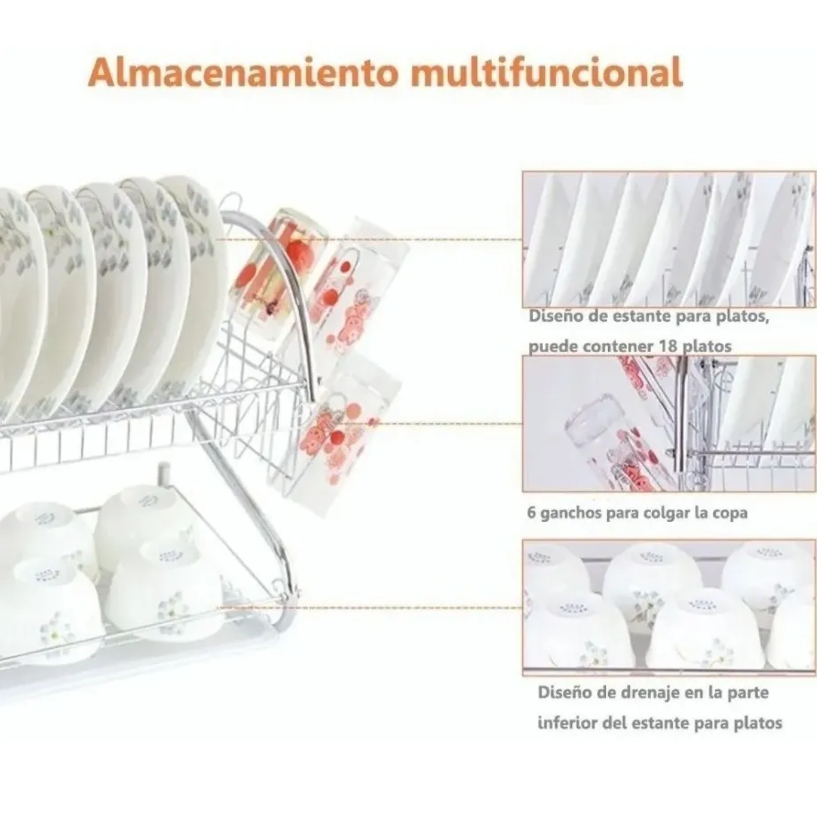 Foto 4 | Escurridor Para Trastes 2 Niveles Acero Inoxidable Lab.g Plata