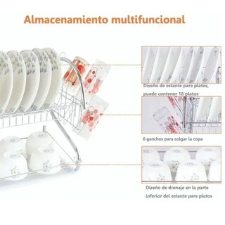 Foto 4 | Escurridor Para Trastes 2 Niveles Acero Inoxidable Lab.g Plata