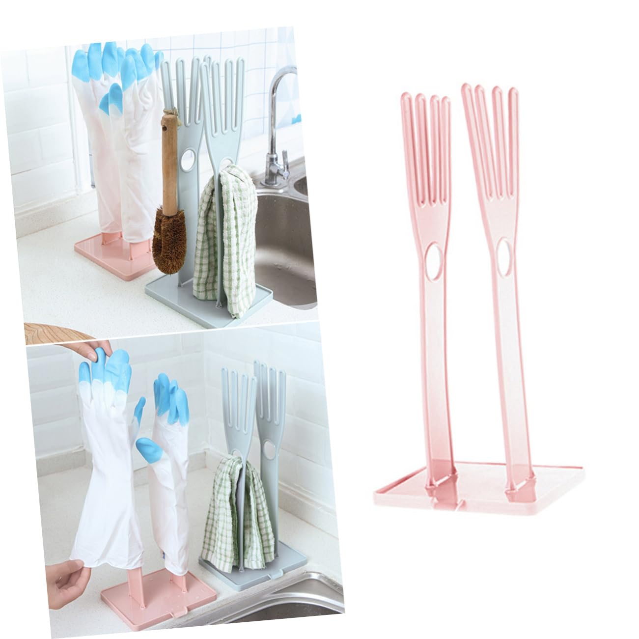 Foto 3 | Escurridor Para Guardar Guantes De Goma Y Paños De Cocina, Color Rosa - Venta Internacional.