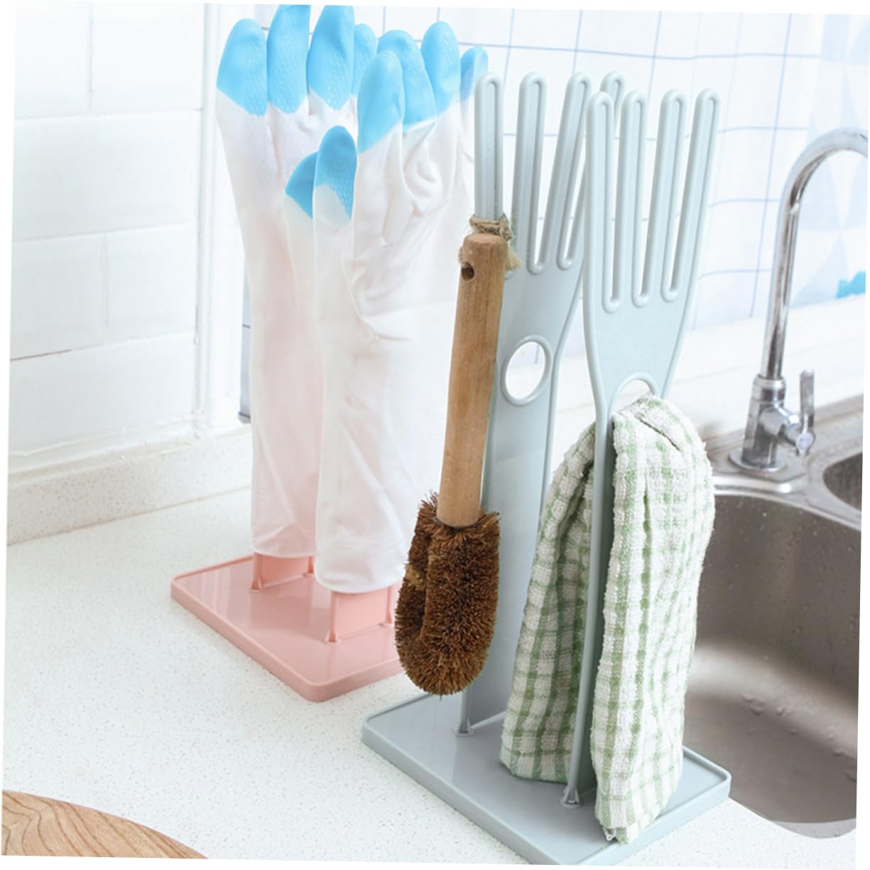 Foto 6 | Escurridor Para Guardar Guantes De Goma Y Paños De Cocina, Color Rosa - Venta Internacional.