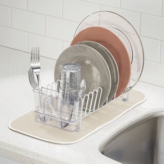 Foto 2 | Escurridor De Platos Mdesign Para Fregadero De Cocina Pequeño De Metal Y Plástico Color Blanco - Venta Internacional.