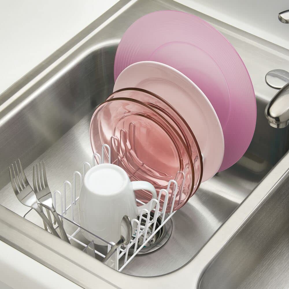 Foto 4 pulgar | Escurridor De Platos Mdesign Para Fregadero De Cocina Pequeño De Metal Y Plástico  Color Blanco - Venta Internacional.