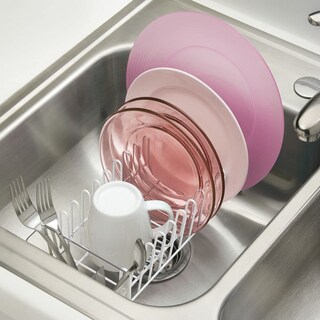 Foto 3 | Escurridor De Platos Mdesign Para Fregadero De Cocina Pequeño De Metal Y Plástico Color Blanco - Venta Internacional.
