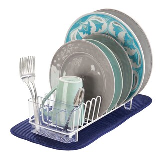 Foto 4 | Escurridor De Platos Mdesign Para Fregadero De Cocina Pequeño De Metal Y Plástico Color Blanco - Venta Internacional.