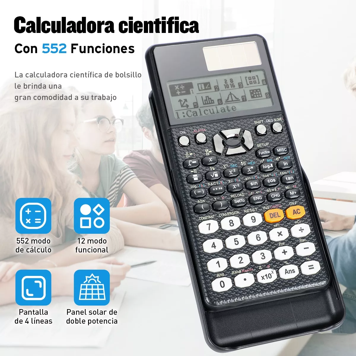 Foto 3 pulgar | Calculadora Científica Inteligente Con 552 Funciones Eo Safe Imports Esi-14606 Negro