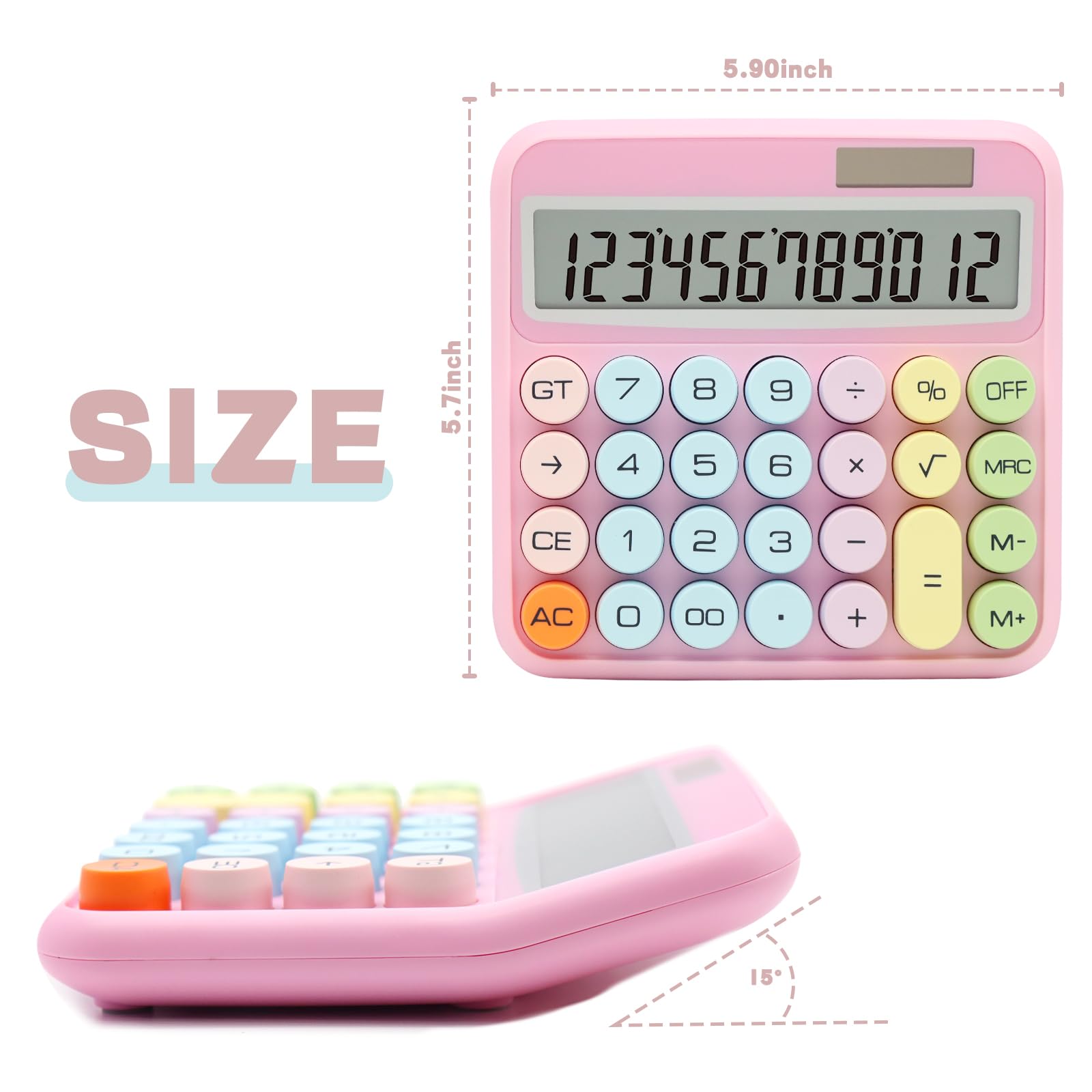 Foto 4 pulgar | Calculadora Upiho Rosa de 12 Dígitos con Pantalla LCD Grande y Botones - Venta Internacional