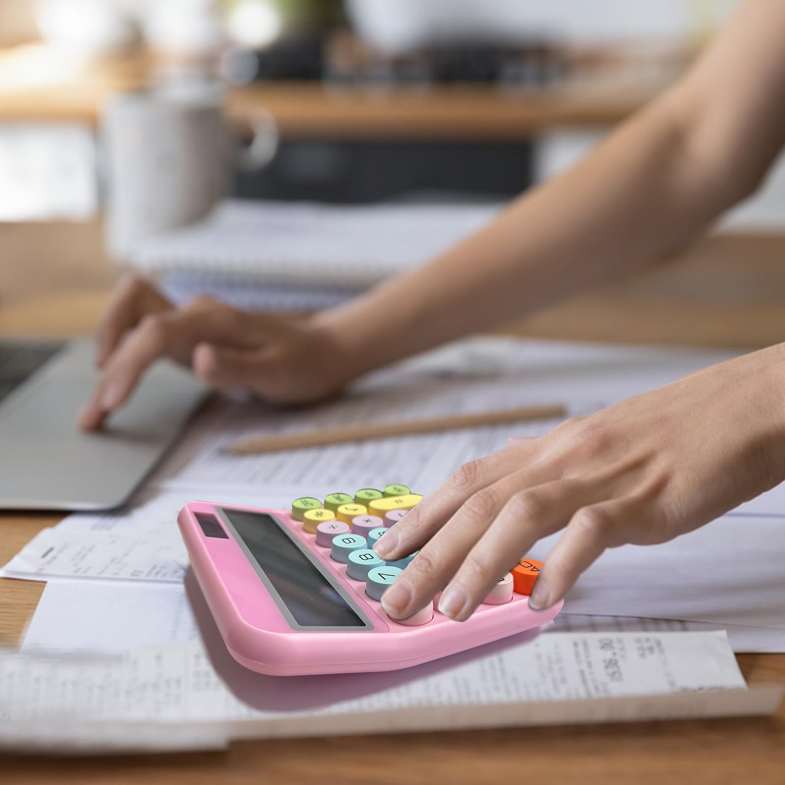 Foto 6 pulgar | Calculadora Upiho Rosa de 12 Dígitos con Pantalla LCD Grande y Botones - Venta Internacional