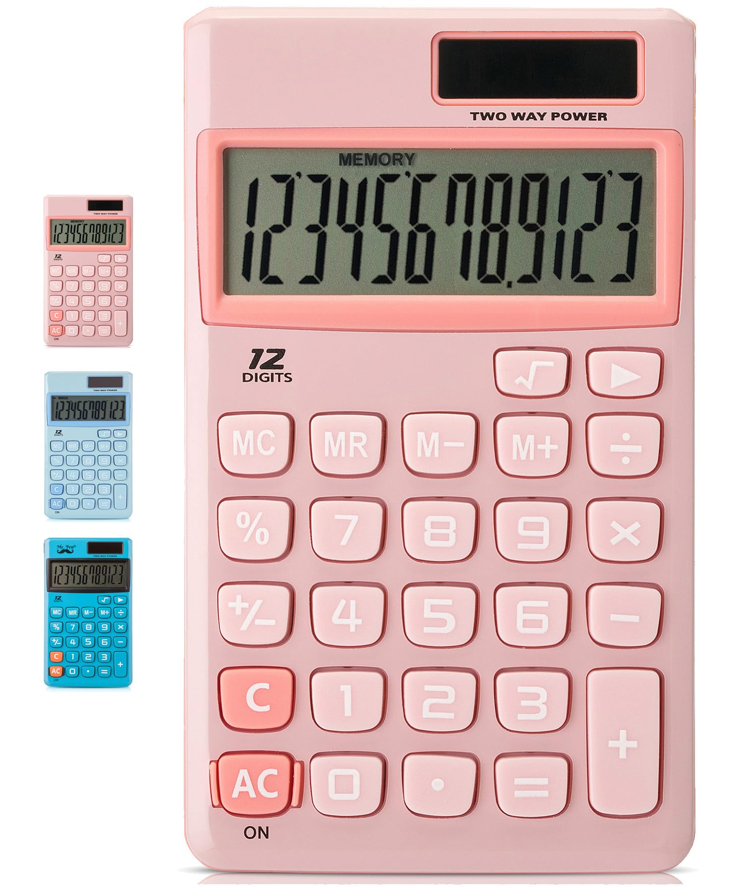 Calculadora Mr. Pen, Función Estándar, 12 Dígitos, Color Rosa Claro - Venta Internacional.