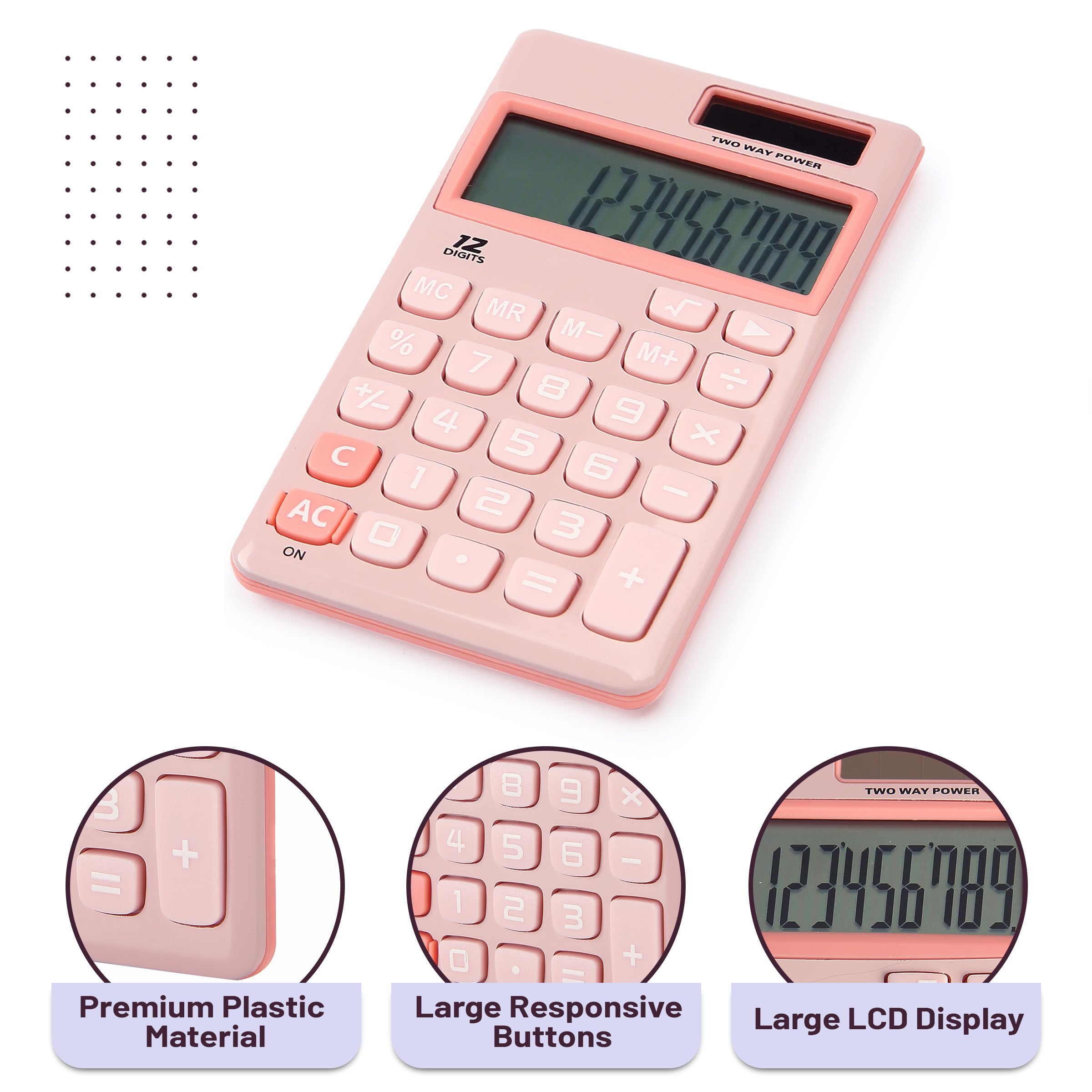 Foto 4 | Calculadora Mr. Pen, Función Estándar, 12 Dígitos, Color Rosa Claro - Venta Internacional.