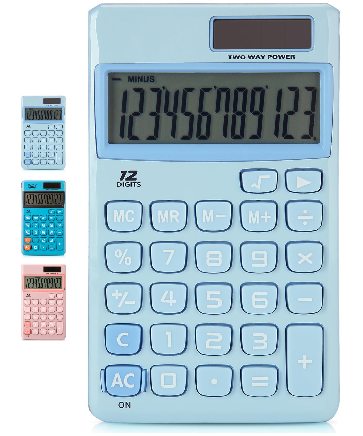 Calculadora Mr. Pen, Función Estándar, 12 Dígitos, Azul Claro - Venta Internacional.