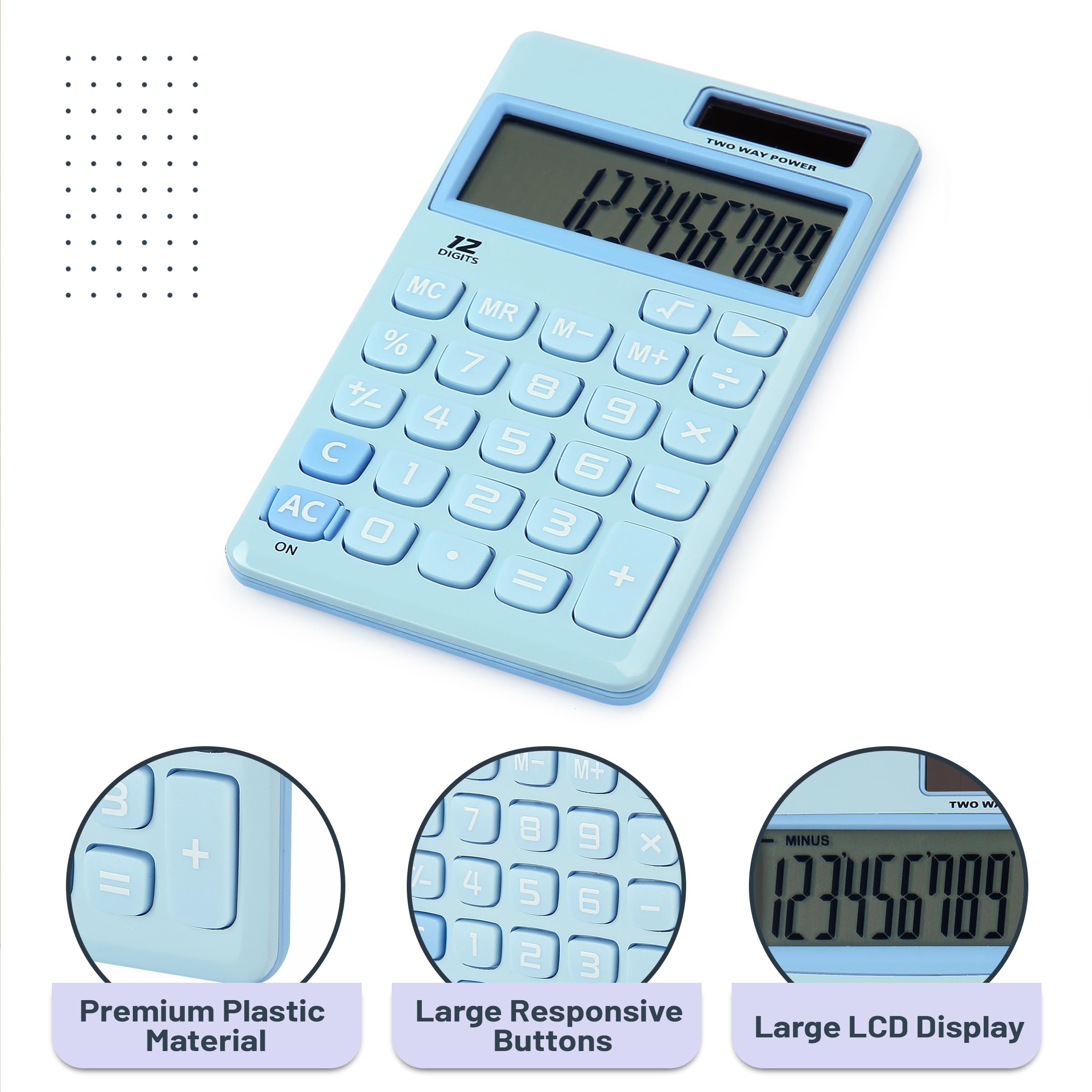Foto 5 pulgar | Calculadora Mr. Pen, Función Estándar, 12 Dígitos, Azul Claro - Venta Internacional.