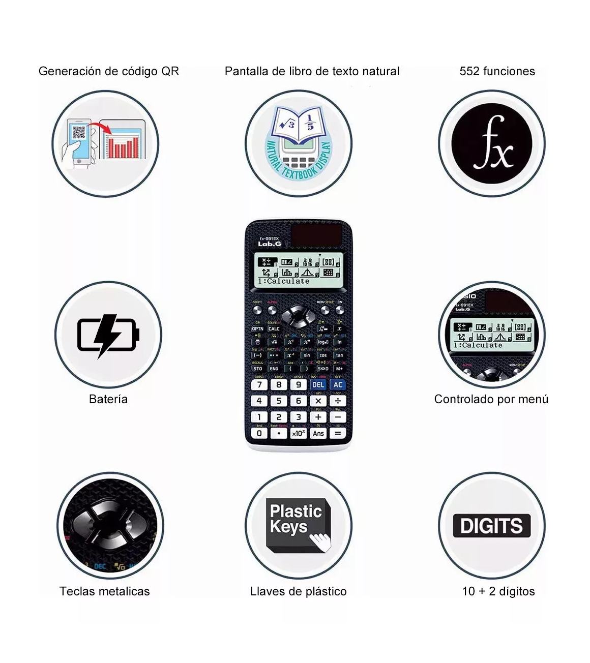 Foto 3 pulgar | Calculadora Científica e Ingeniería Negro
