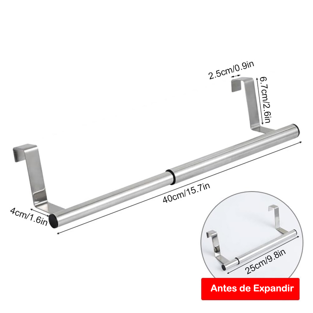 Foto 4 pulgar | Toallero Ajustable Sobre La Puerta De Acero Inoxidable Para Clóset De Cocina, Estante De Toalla Expandible Univ