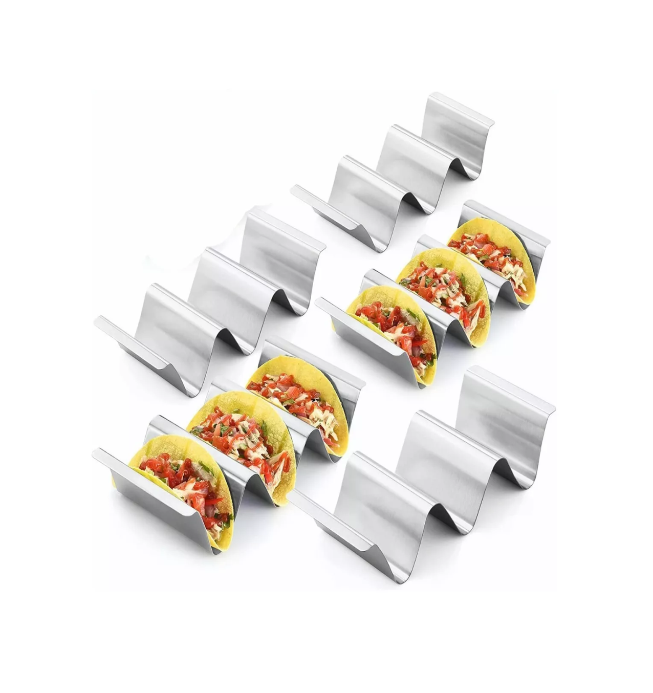 Foto 4 pulgar | U-taste Soportes de Acero Inoxidable Porta Tacos 5pcs color Plata