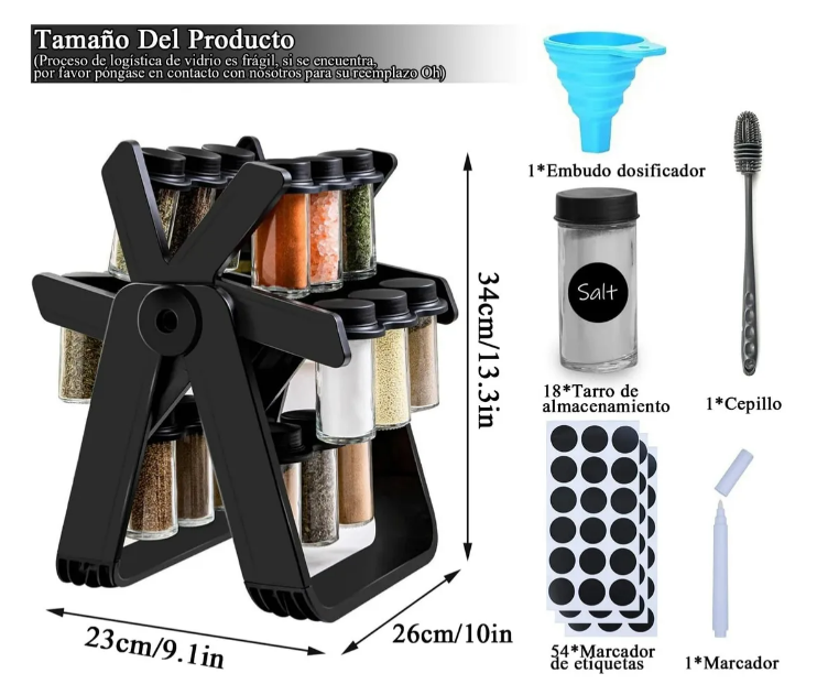 Foto 3 | Especiero Xtellar Giratorio De Encimera De 18 Frascos Para Cocina