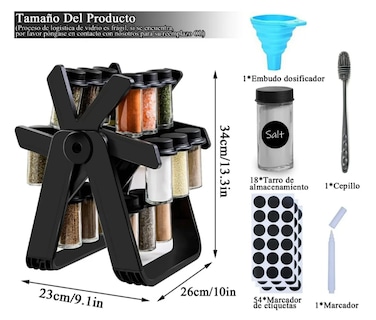 Foto 3 | Especiero Xtellar Giratorio De Encimera De 18 Frascos Para Cocina