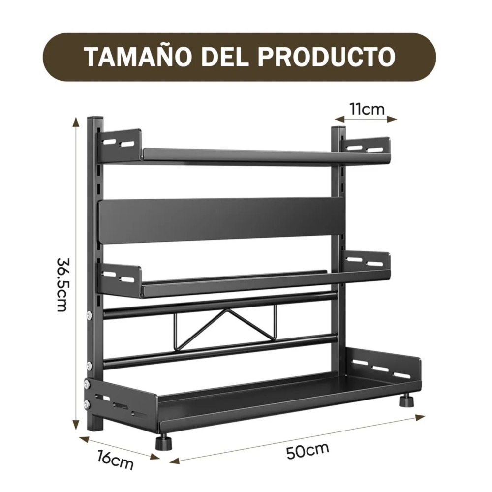 Foto 5 pulgar | Estante De Cocina Para Almacenar Especias Para La Nevera Belug  Negro