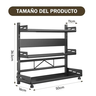 Foto 4 | Estante De Cocina Para Almacenar Especias Para La Nevera Belug Negro