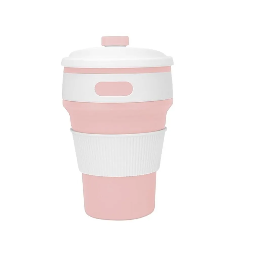 Taza Vaso de Silicon Plegable Ecológico color Rosa