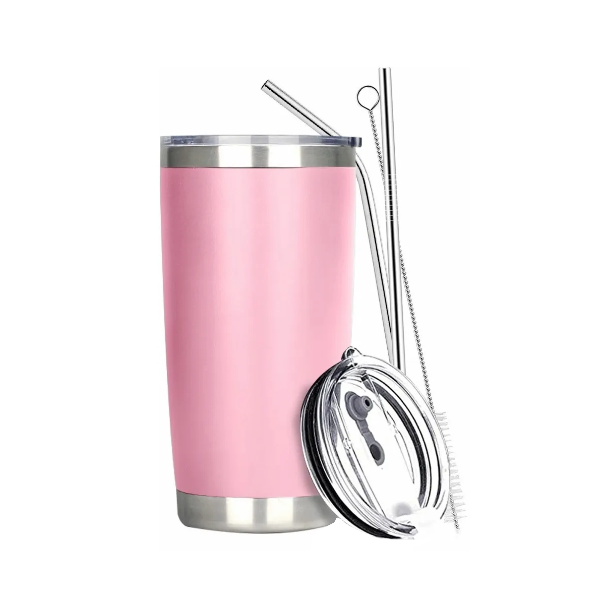 Vaso Térmico Eo Safe Imports ESI-3250 color Rosa 20oz + Popote + Cepillo