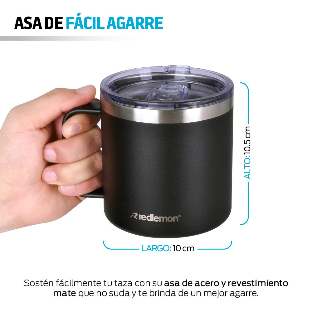 Foto 7 pulgar | Termo Para Café De Acero Inoxidable Taza Con Tapa Hermética 500 Ml, Redlemon, Negro, 82644-bl