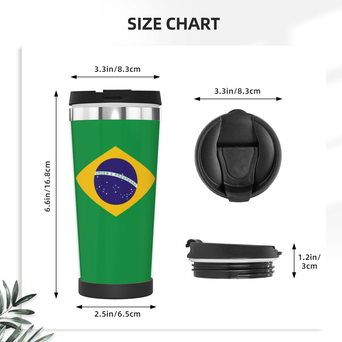 Foto 3 pulgar | Venta Internacional - Taza Térmica Bandera de Brasil 600 ML