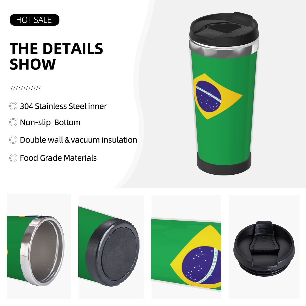 Foto 4 pulgar | Venta Internacional - Taza Térmica Bandera de Brasil 600 ML