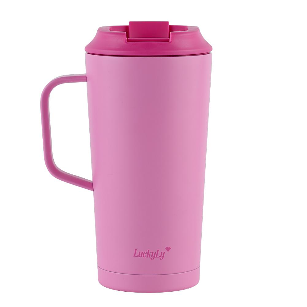 Foto 3 pulgar | Termo para Café Luckyly Acero Inoxidable Inicial Z 500 ml Rosa