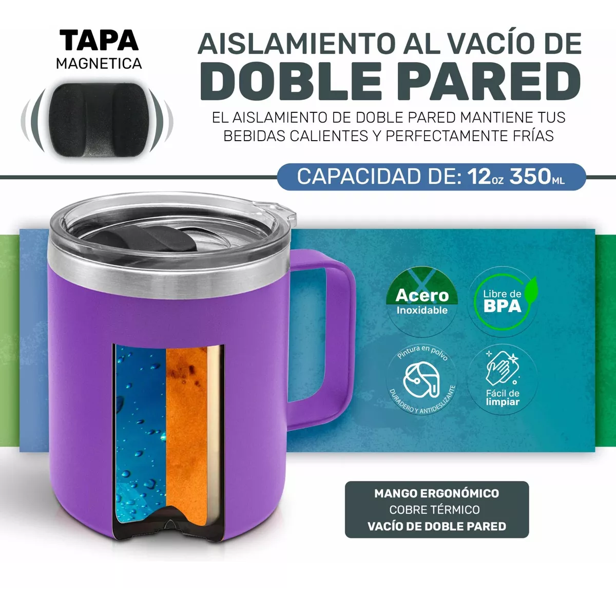 Foto 4 pulgar | Taza Térmica Eo Safe Imports Esi11434 Púrpura