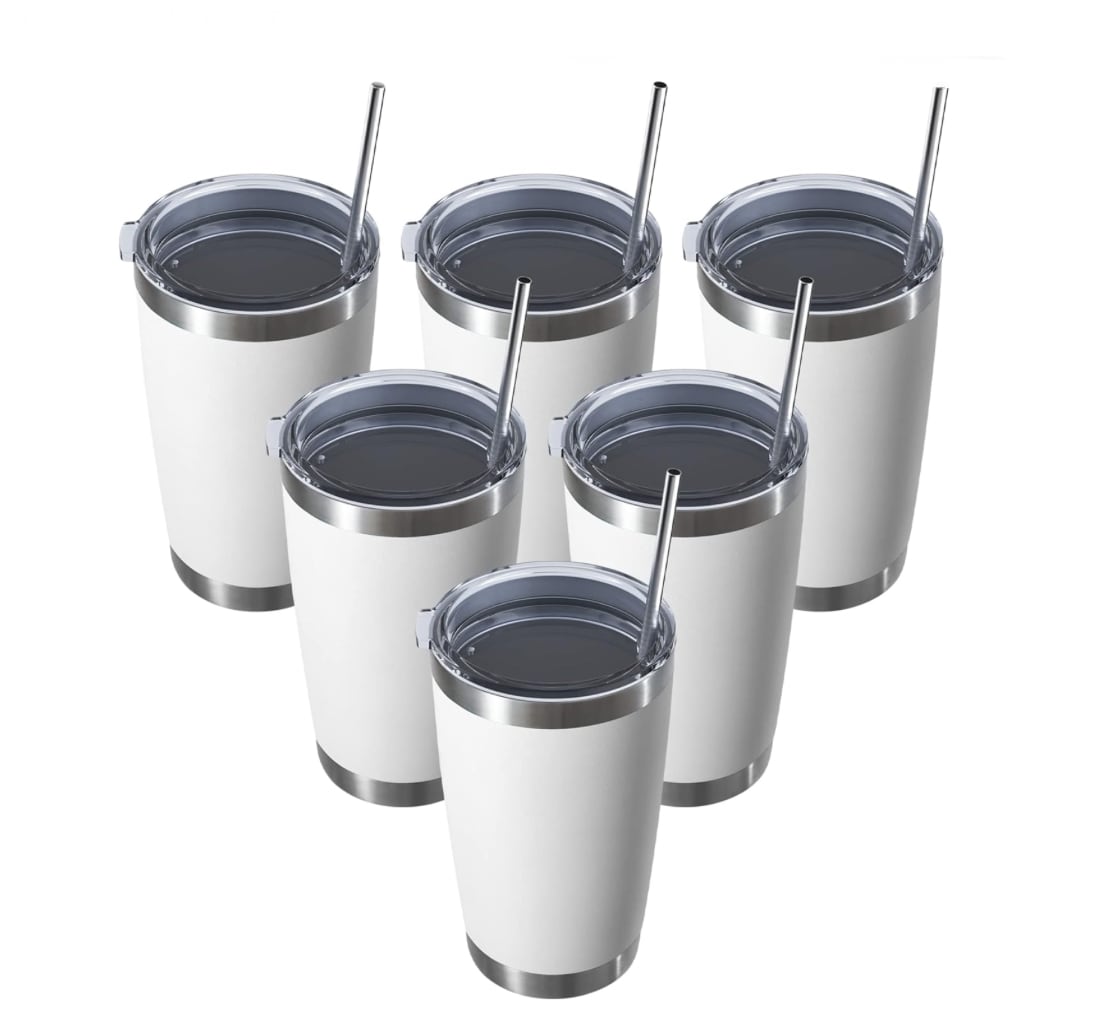 Paquete De 6 Vasos Blancos De Acero Inoxidable $3,052