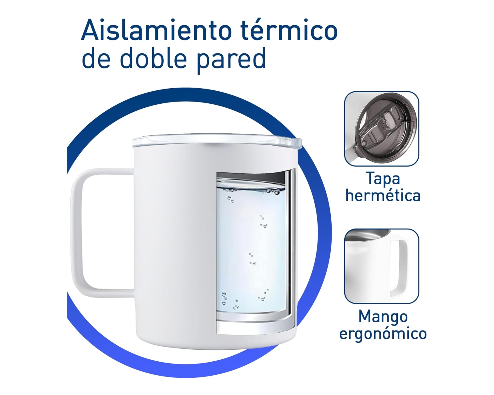 Foto 5 pulgar | Termo Taza para Café Bluelander Blanca de 350 ml de Acero Inoxidable con Tapa