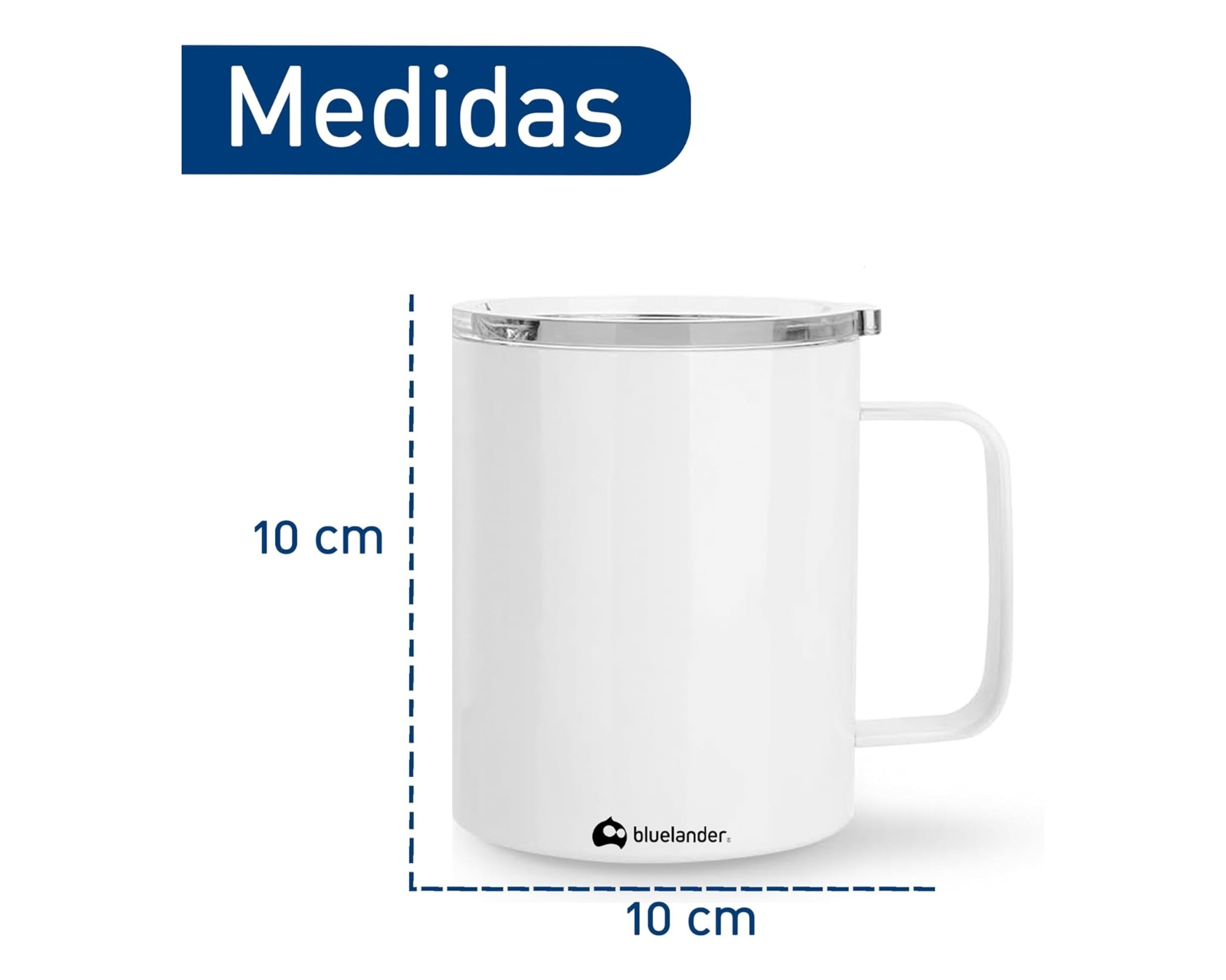 Foto 6 pulgar | Termo Taza para Café Bluelander Blanca de 350 ml de Acero Inoxidable con Tapa