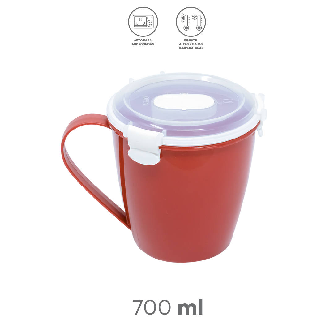 Taza Para Microondas Con Tapa – Polipropileno Y Silicón