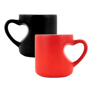 Foto 1 | Set de 2 Tazas De Cerámica Roja y Negra Con Asa De Corazón