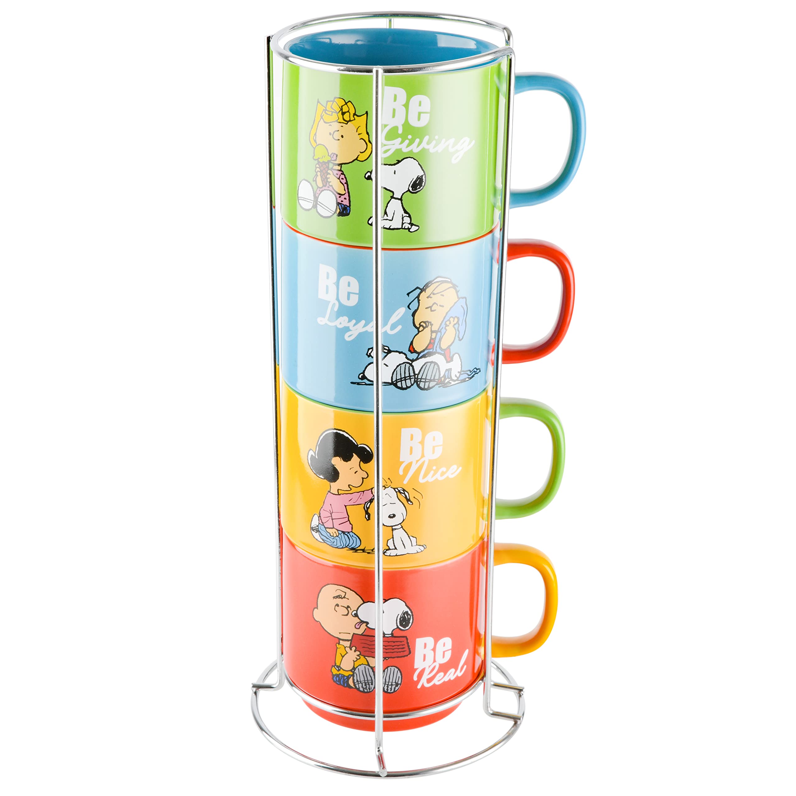 Foto 2 pulgar | Tazas Peanuts Snoopy Gentle Reminders 450 ml Paquete de 4 Piezas con Estante - Venta Internacional