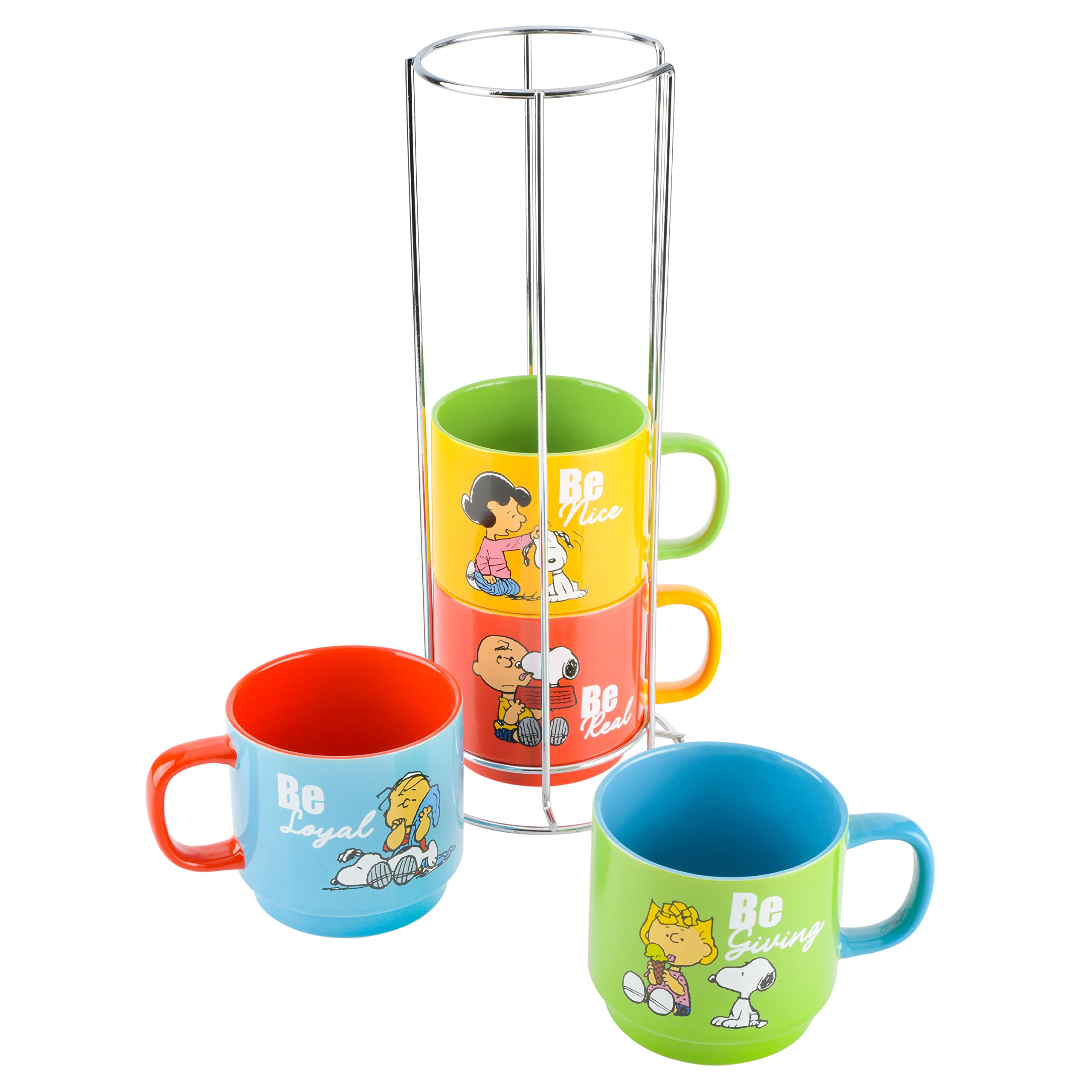 Foto 3 pulgar | Tazas Peanuts Snoopy Gentle Reminders 450 ml Paquete de 4 Piezas con Estante - Venta Internacional