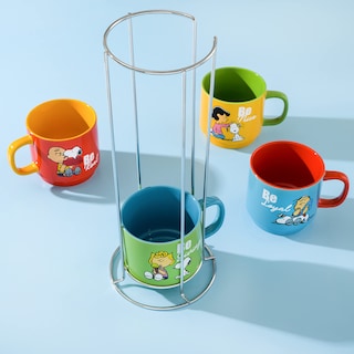Foto 4 | Tazas Peanuts Snoopy Gentle Reminders 450 ml Paquete de 4 Piezas con Estante - Venta Internacional