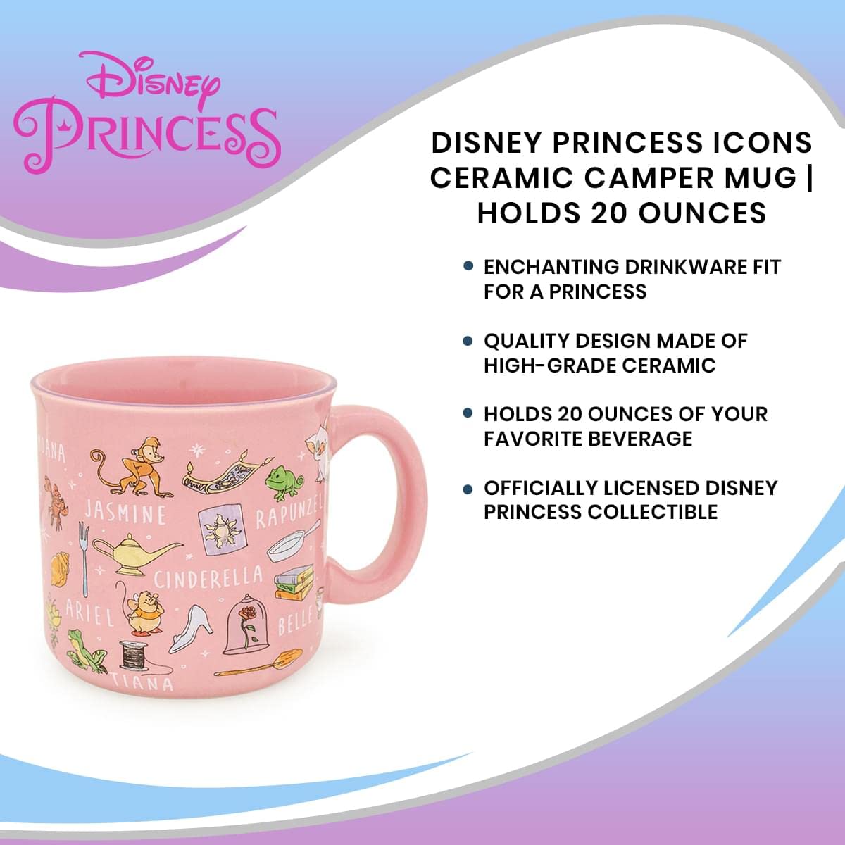 Foto 7 | Taza Camper Plateada Con Íconos De La Princesa Disney De Buffalo, 590 Ml - Venta Internacional.