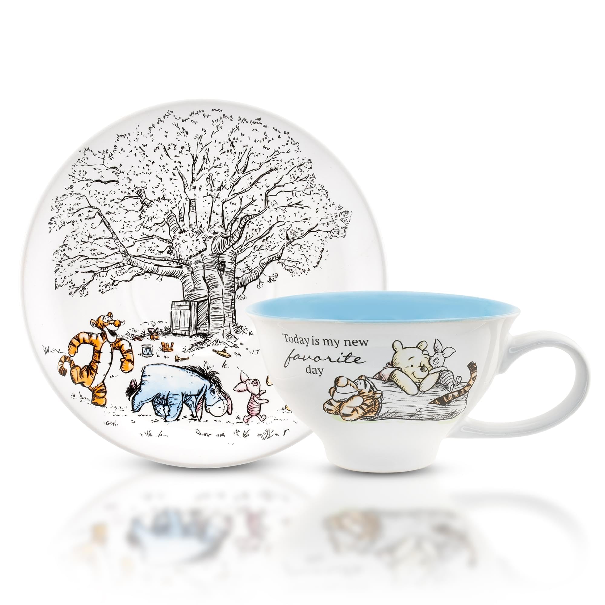 Foto 2 pulgar | Taza De Té Y Platillo Silver Buffalo Disney Winnie The Pooh - Venta Internacional.