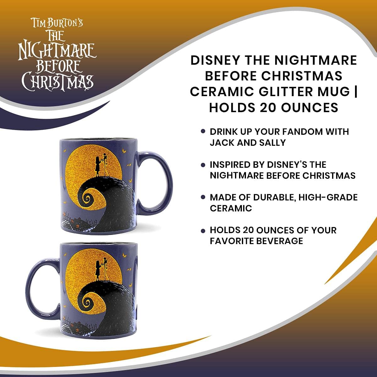 Foto 8 pulgar | Taza Silver Buffalo Disney Pesadilla Antes de Navidad 590 Ml - Venta Internacional