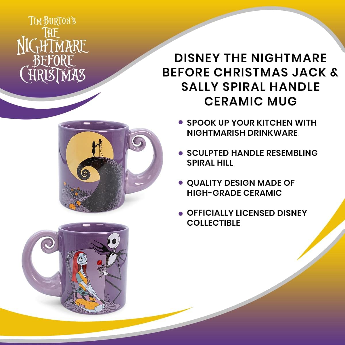 Foto 8 pulgar | Taza Disney Pesadilla Antes de Navidad Jack & Sally 600 Ml - Venta Internacional