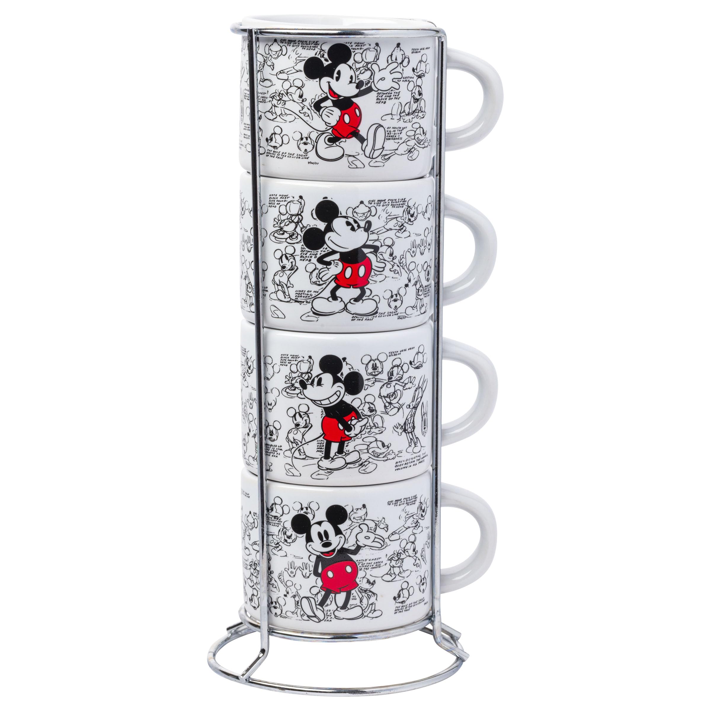 Foto 1 | Juego De Tazas De Café Espresso Plateadas Con Bocetos De Mickey Mouse De Buffalo Disney - Venta Internacional.