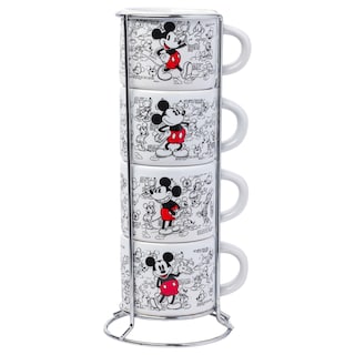 Foto 1 | Juego De Tazas De Café Espresso Plateadas Con Bocetos De Mickey Mouse De Buffalo Disney - Venta Internacional.