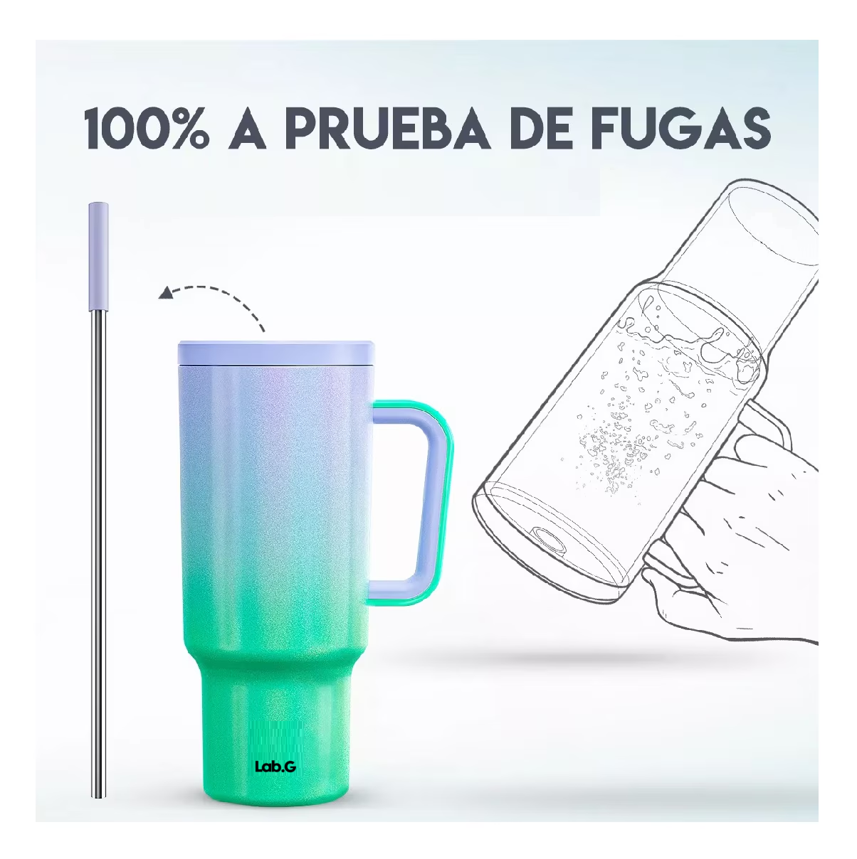 Foto 3 | Taza De Viaje De Acero Inoxidable 40oz Verde Morado